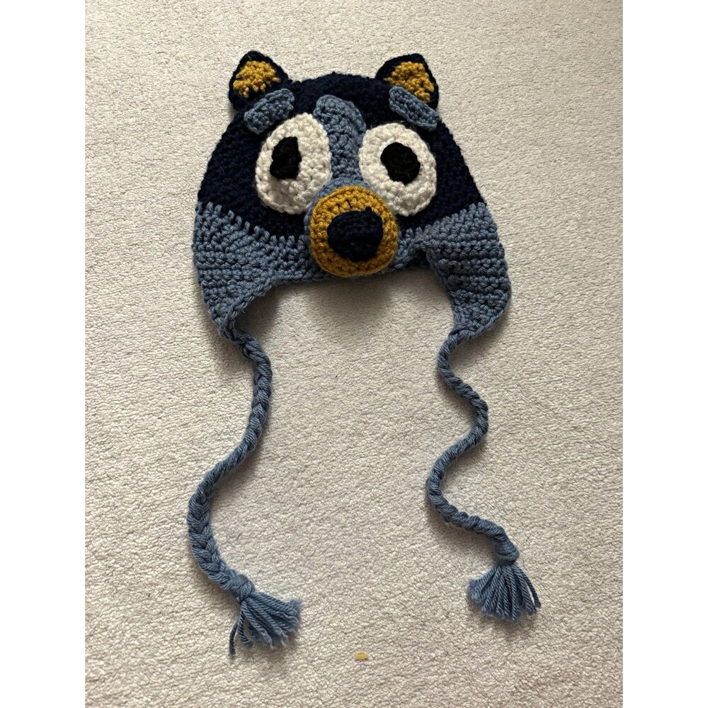 Bluey Crochet Hat Adult Size Character Beanie Winter Cap Handmade Yarn NWOT